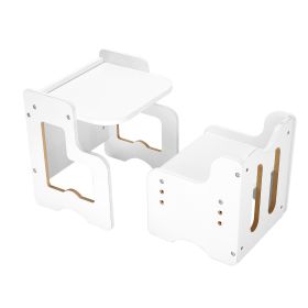 VEVOR Montessori Weaning Table and Chair Set, 3 In 1 Wooden Toddler Table and Chairs with Chalkboard, Adjustable Height Montessori Table for Ages