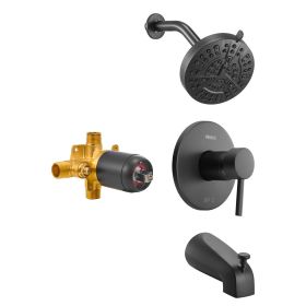 VEVOR Tub and Shower Faucet Set, Complete with 5-Inch Rainfall Shower Head and Bathtub Spout, 8-Setting Adjustable Spray