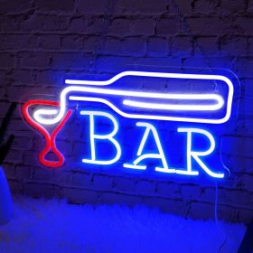 1pc Bar Neon LED Sign,USB-Powered, Multicolor Illuminated Wall Decor for Bars, Cafes, Clubs & Restaurants - Vibrant Pink & Blue Light (Color: Blue)