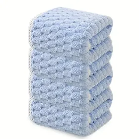Waffle Ultra-soft Bath Towel 4/1pc, Super Absorbent And Quick-drying Adult Ultra-fine Fiber Towel, Quick-drying Textured Towel, Soft Spa And Fitn (Option: 4piecesetblue)