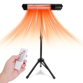 1500W Infrared Heater With Stand Electric Outdoor Patio Heater IP65 Waterproof Tripod Wall Mount With 2 Remotes 3 Heating Levels For Home Restaur (Option: Black)
